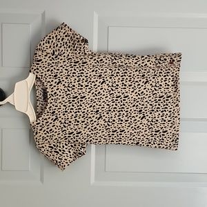 Limited  Too, Girls, Sz 7/8, Tan with Black Spots & Red Flower, Short Sleeve